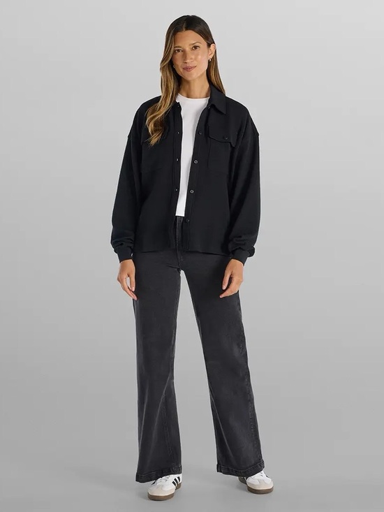 BYLT Basics Jackets & Blazers - BYLT NWT Serene Shacket Black Button Down Overshirt Women Size XL